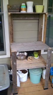 Potting bench from an IKEA shelf